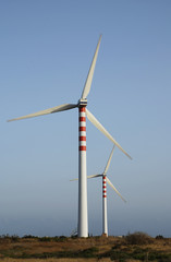 Wind turbines in motion