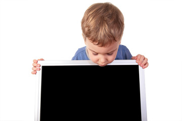little girl looks on display
