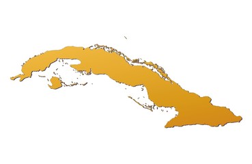 Cuba map filled with orange gradient. Mercator projection.