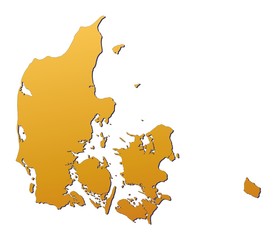Denmark map filled with orange gradient