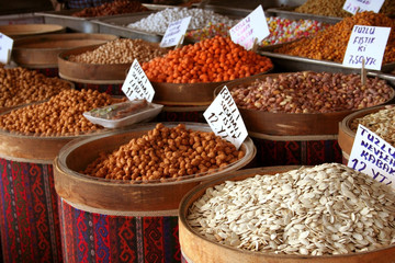 appetizers on display at bazaar