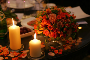 Romantic dinner table setting