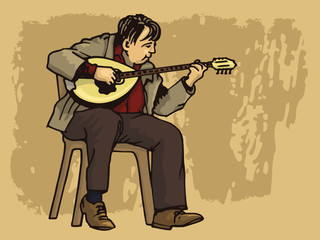 Bouzouki performer casual dressed