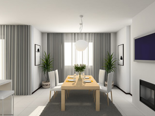 Modern kitchen. 3D render