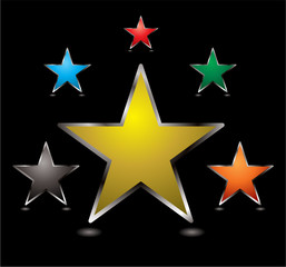 Collection of star shaped buttons with a metallic bevel