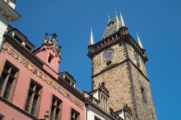 tower with clock in prague