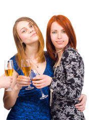 Fototapeta premium girls at a party drinking wine