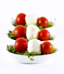 Light appetizer with tomatoes and cheese