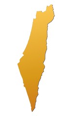 Israel map filled with orange gradient. Mercator projection.
