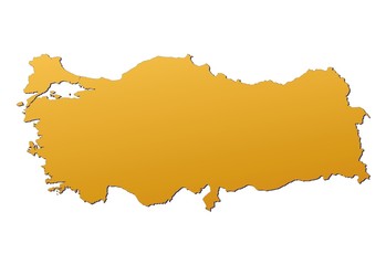 Turkey map filled with orange gradient. Mercator projection.