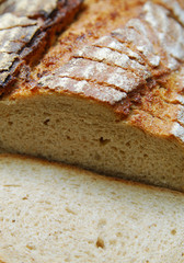 Loaf of bread, sliced .