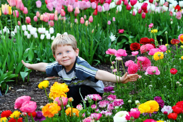 Child in flowers