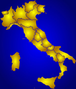 mapa it&aacute;lia dourado