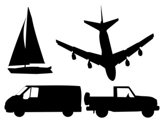 Obraz na płótnie Canvas transportation silhouettes