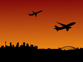 Fototapeta na wymiar planes departing Sydney