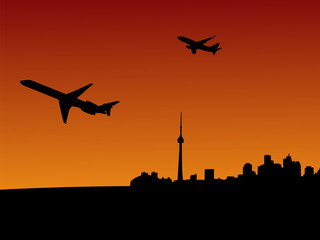 Fototapeta na wymiar planes departing Toronto
