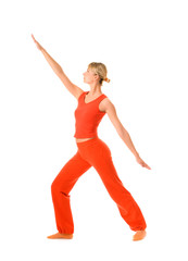 Beautiful young woman doing yoga exercise 