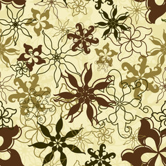 Retro floral pattern, seamless, vector illustration