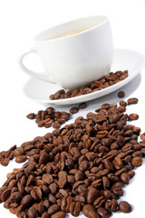 Coffee cup with beans (shallow dof focus on the beans)