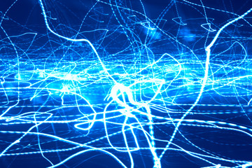 Abstract bright blue traces