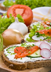 Healthy sandwich- whole grain bread, vegetables