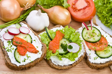 Healthy sandwich- whole grain bread, vegetables