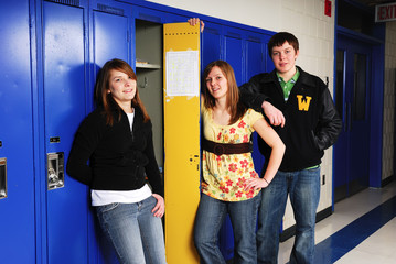 Teenage Students at School Lockers