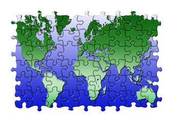Puzzle colorful world map