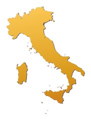 Italy map filled with orange gradient. Mercator projection.