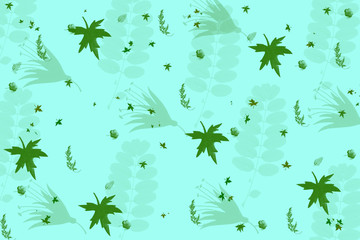 Leafy Green Design With Teal Background