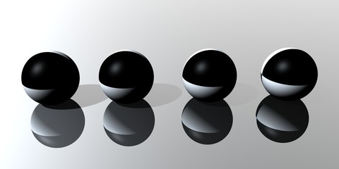 3D Symbol vier  Kugeln in schwarz und weiss