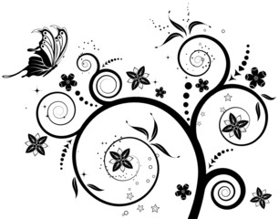 Flower background with butterfly, element for design, vector