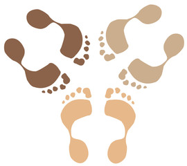 footprints of ethnic people or team - diversity 