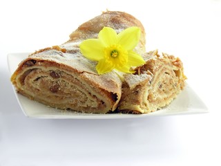 tasty fruit cake with apples jam