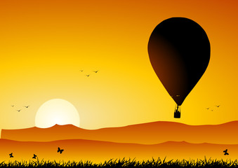 Hot air balloon at sunset