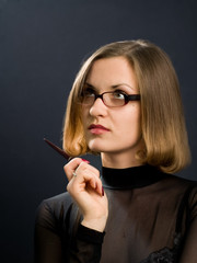 Obraz premium Portrait of girl with glasses