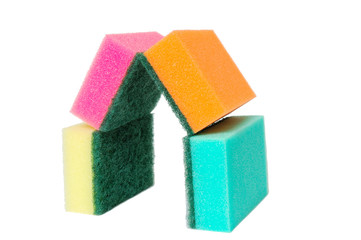 house from multicolor sponges