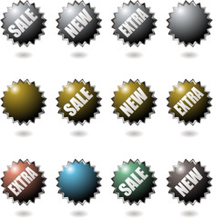 Collection of icons with drop shadow with sale text