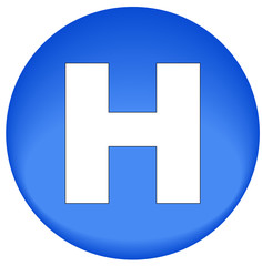 Fototapeta premium blue button or icon with hospital symbol vector