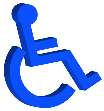 blue handicap or wheelchair access symbol - 3D