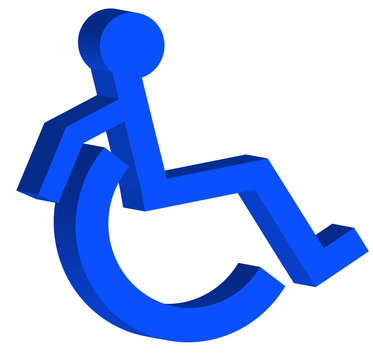 3D handicap or wheelchair accessible symbol on the move