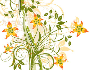 Grunge floral background, vector illustration 