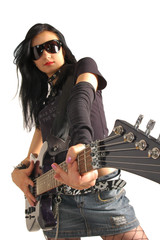 Rock girl holding guitar