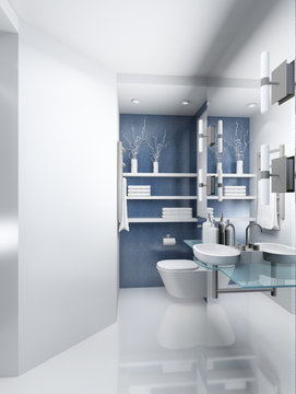 3D render modern interior of toilet