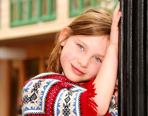 Young girl in city