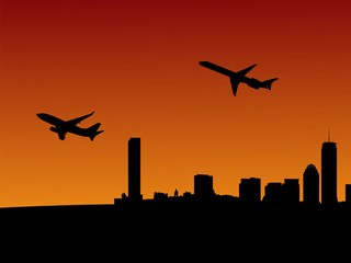 Fototapeta na wymiar planes leaving Boston