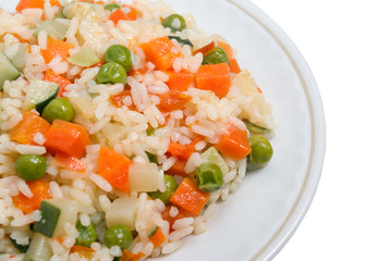 Rice with vegetable on plate