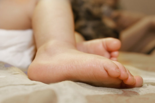 close up of sleeping baby's feet