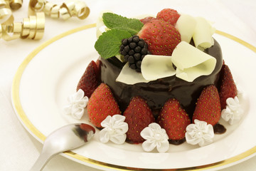 Festive strawberry chocolate cake
