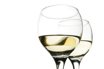 Glasses of white wine isolated